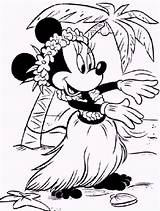 Coloring Hawaii Pages Mickey Mouse Island Dancing Themed sketch template