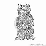 Zentangle Baikal Stress Anti Bear Coloring Adult Vector Illustration Doodle Monochrome Therapy Style sketch template