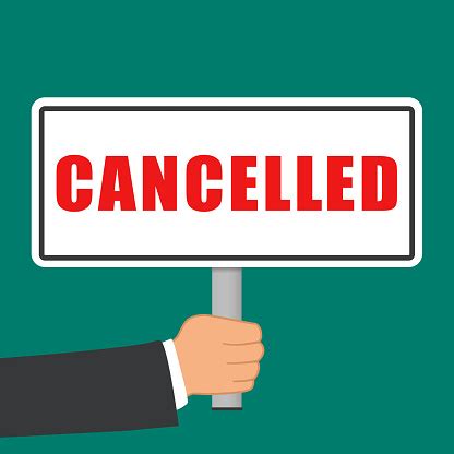 cancelled word sign flat concept stock illustration  image