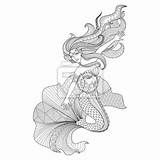 Meerjungfrau Myloview Ausblenden sketch template