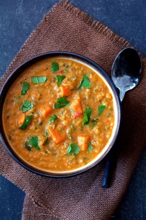 thai red curry sweet potato and lentil soup from a chef s kitchen