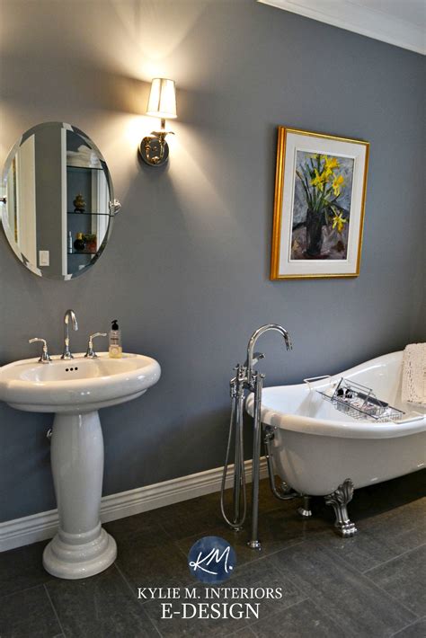 dark room bathroom    paint colour dior gray benjamin moore clawfoot tub