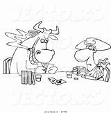 Poker Coloring Cowboy Cartoon Playing Bull Vector Dogs Outlined Pages Template Ron Leishman sketch template