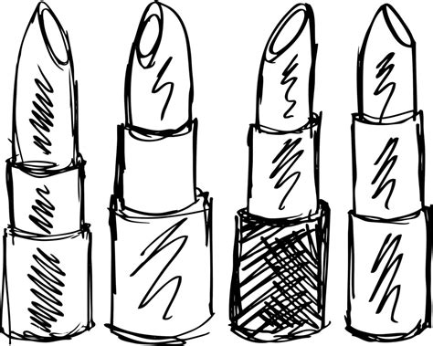 Sketch Of Lipsticks Isolated On A White Background Vector Illustration