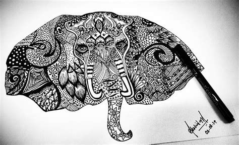 elephant zentangle  behance