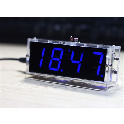 buy blue led electronic clock time thermometer microcontroller digital clock diy kit