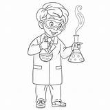 Chemical Coloring Chemist Test Cartoon Experiment Making Scientist Tube Microscope sketch template