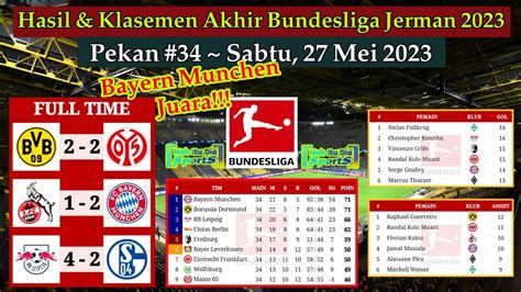 hasil liga jerman tadi malam koln  bayern munchen klasemen akhir