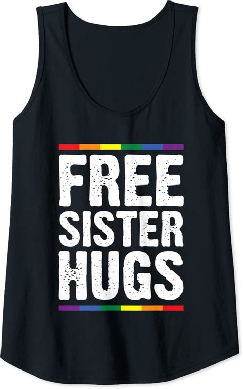 womens free sister hugs lgbt pride supports pride month tank top
