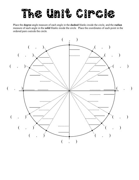 blank unit circle asdf place  degree angle measure   angle