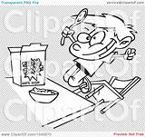 Eating Boy Illustration Outline Cereal Sugary Cartoon Clip Rf Royalty Toonaday Transparent Background sketch template