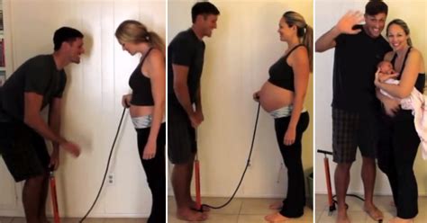 a couple created a pregnancy time lapse video using a bike pump small