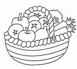 Basket Vegetables Vegetable Coloring Drawing Kids Fruits Pages Healthy Fruit Color Veg Printable Colouring Adult Bowl Food Drawn Draw Getdrawings sketch template