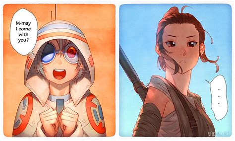 Rey Humanized Bb 8 Star Wars Episode Vii The Force
