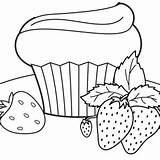 Strawberry Coloring Fresh Kids Cupcake sketch template