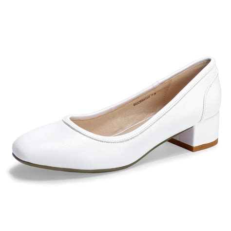 idifu womens ro  chunky heel pumps square closed toe dress wedding shoes white pu