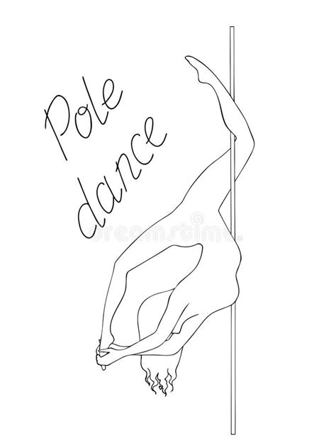 silhouette women pole dance black and white stock illustration