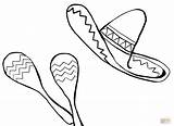 Coloring Pages Sombrero Mexican Hat Maracas Printable Color Chili Drawing Food Culture Clipart Mayo Cinco Vector Mexico Getcolorings Getdrawings Santa sketch template