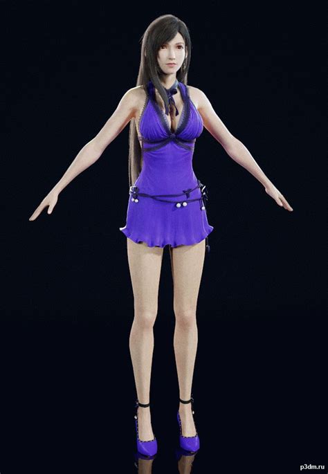 final fantasy vii remake tifa purple dress pack 3d models final