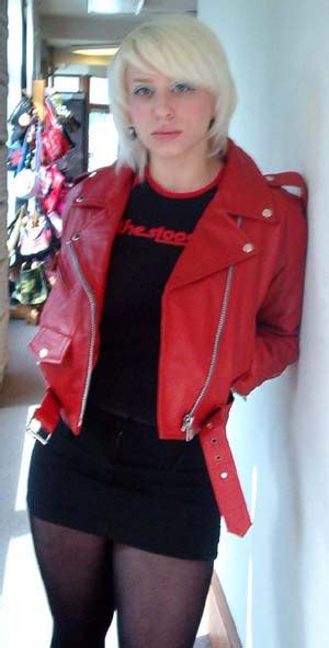 girls biker jacket red leather