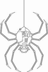 Steampunk Coloring Pages Spider sketch template