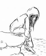 Girl Depressed Drawing Crying Tumblr Drawings Sad Sketch Alone Anime Girls Getdrawings Paintingvalley sketch template