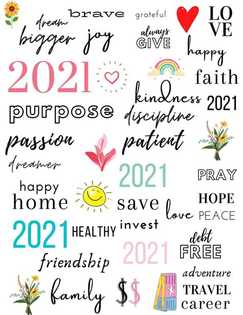 vision board words printables