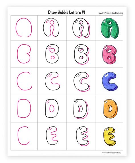 easy   draw bubble letters tutorial  coloring page