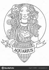 Acuario Zodiaco Signo Coloring Aquarius sketch template