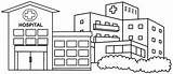 Hospital Coloring Pages Modern Building Kids sketch template