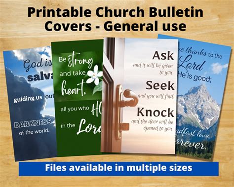 printable church bulletin covers general  multiple sizes digital