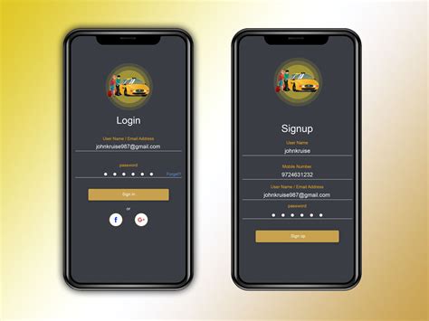 taxi booking app login sign  pages uplabs