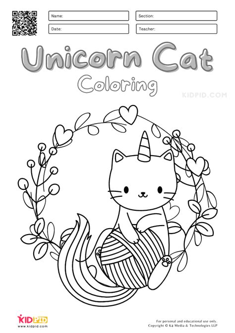 unicorn cat coloring pages  kids kidpid
