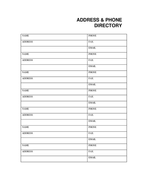 phone directory templates  address book template book template