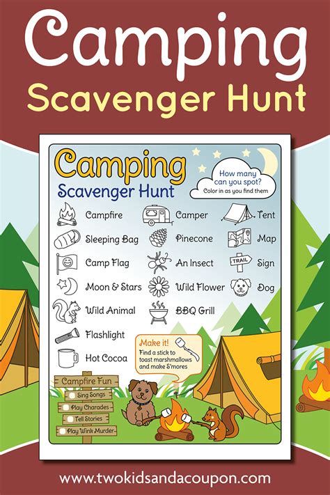 printable camping scavenger hunt  kids