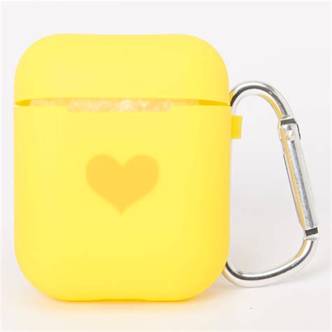 yellow heart silicone earbud case cover compatible  apple airpods claires