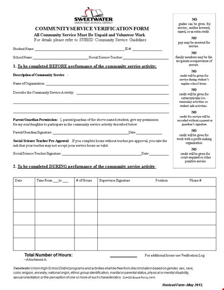 community service template teachers students