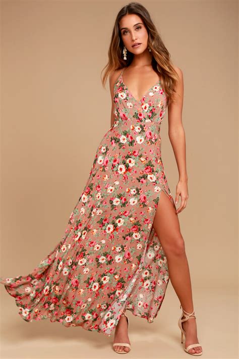 stunning blush dress print maxi dress floral sundress lulus