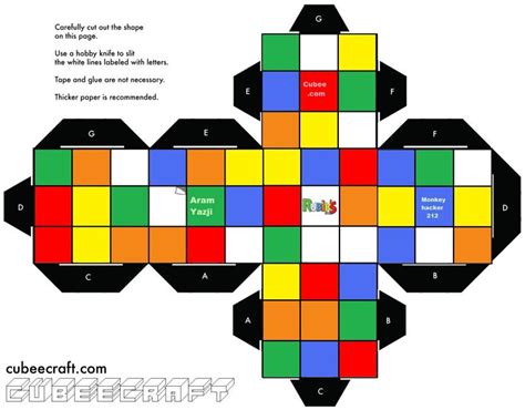 rubiks cube template  printable template cube template paper