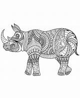 Coloring Rhinoceros Rhino Adults Printable Relaxing Color Print sketch template
