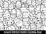 Coloring Popsicle Doodle Printable Cute Kawaii Kids Pages Adults Color Colouring Print Etsy Animals Colorings Animal Getdrawings Getcolorings sketch template