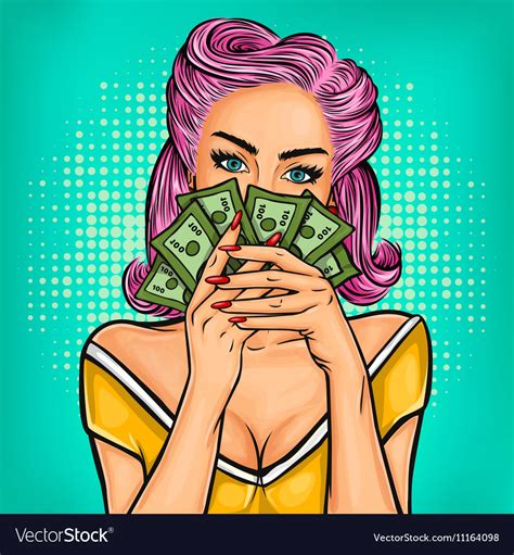 Pop Art Girl With Cash Royalty Free Vector Image