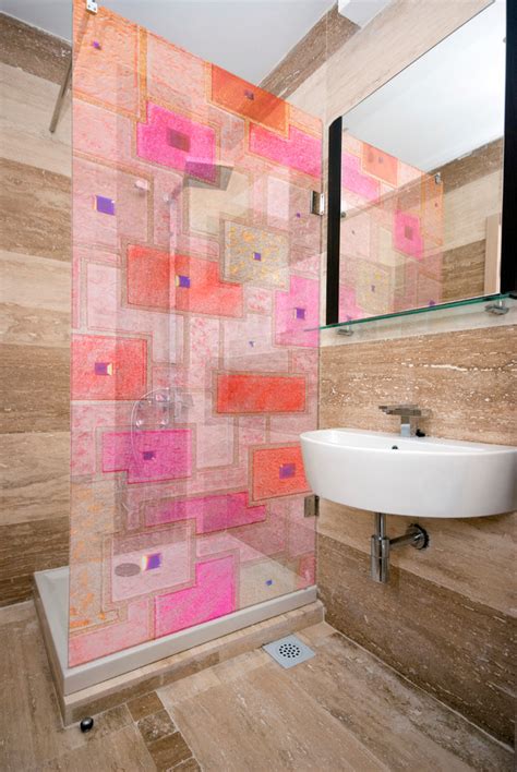 custom glass shower partition modern bathroom san