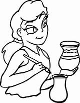 Coloring Painter Girl Vase Wecoloringpage sketch template