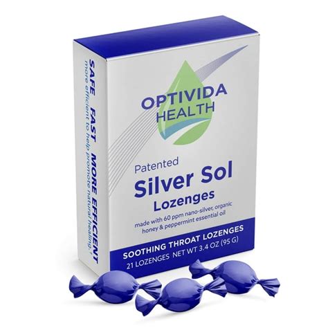 optivida health nano silver sol lozenges ppm fast acting cough drops  lemon oil