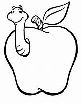Worm Apple Coloring Pages Printable Categories sketch template