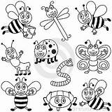 Insects Coloring Kids Drawing Insect Stock Pages Royalty Cartoon Vector Drawings Bee Illustration Book Children Sheet Draw Dreamstime Board Choose sketch template
