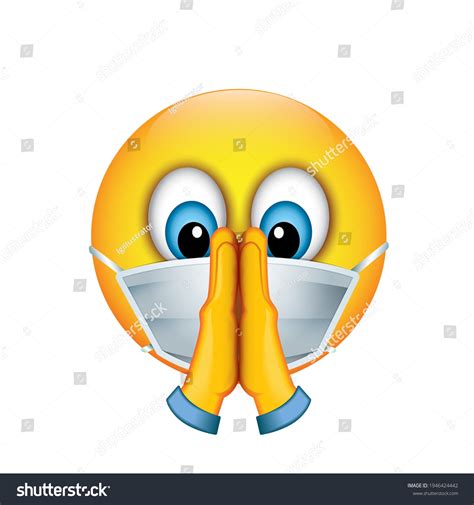 Cute Emoticon Wearing Surgical Mask Emoji Stock Vector Royalty Free