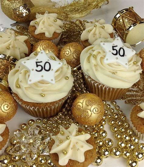 Elegant Gold Cupcakes 50th Wedding Anniversary Party 50th