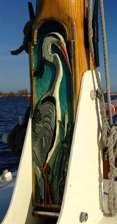 mastvoet blauwe reiger houtsnijwerk mastplank gjin punt sailboat design sailing surfboard